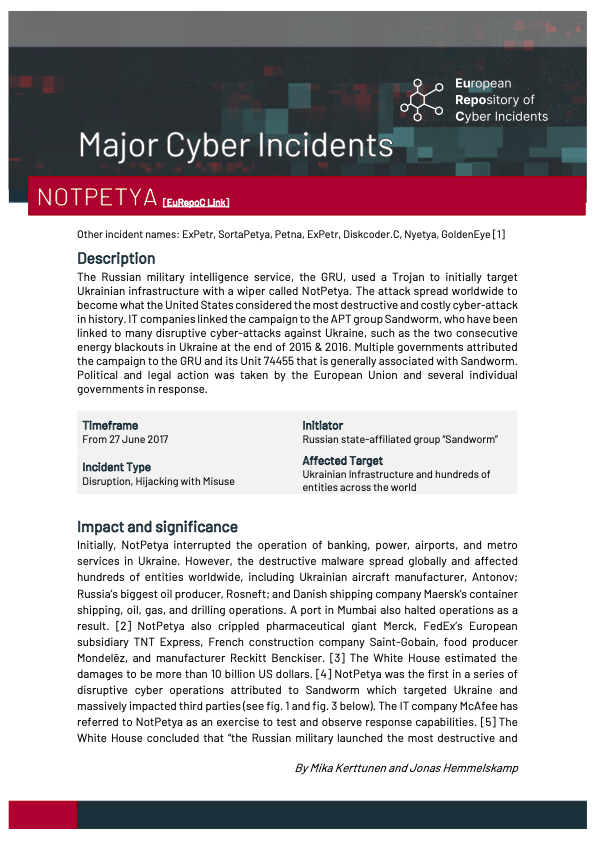 Major Cyber Incident: NotPetya