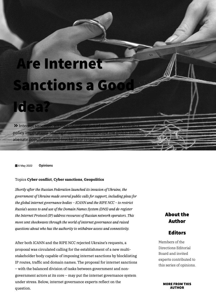 Are Internet Sanctions a Good Idea?