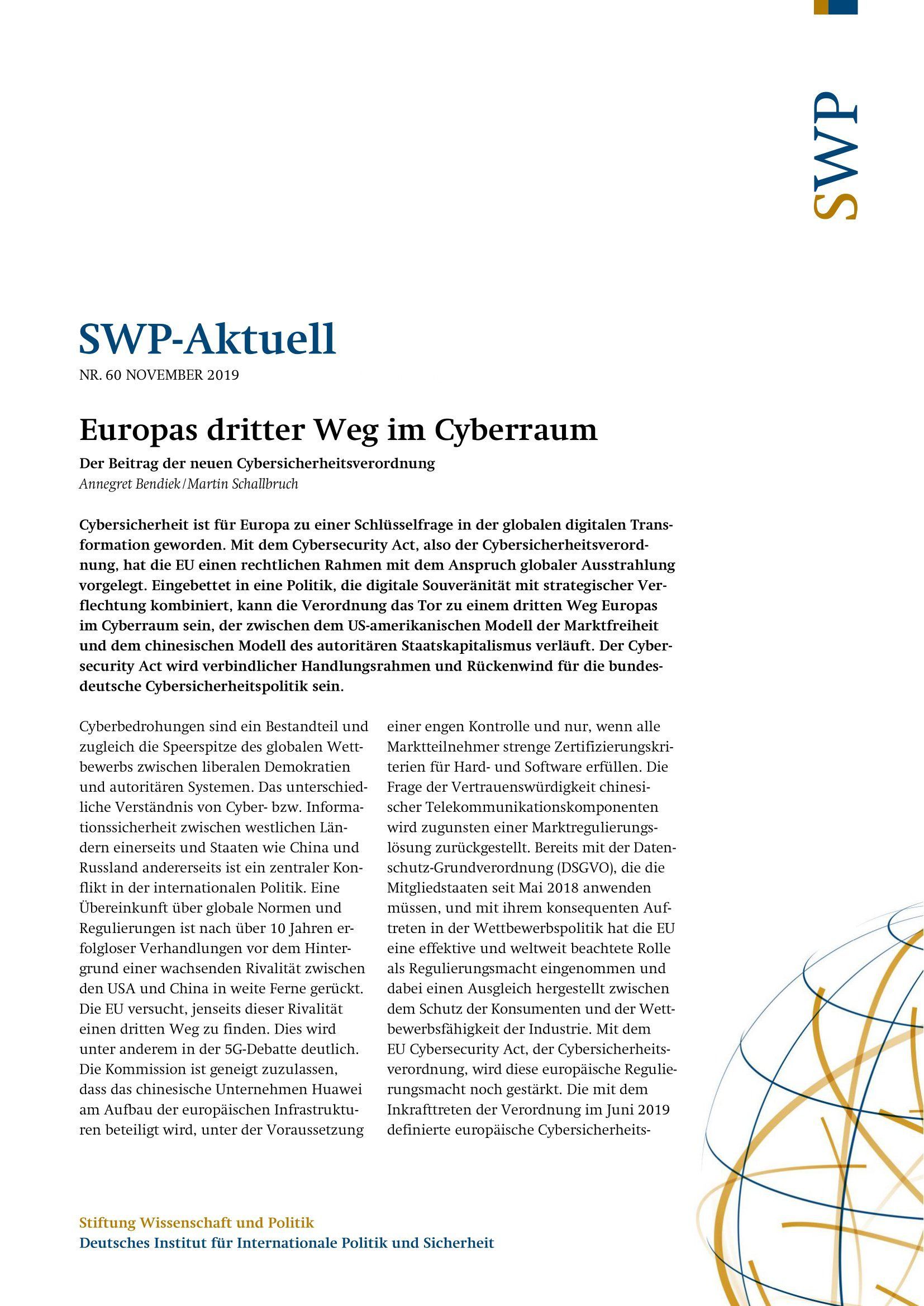 Europas dritter Weg im Cyberraum - Der Beitrag der neuen Cybersicherheitsverordnung