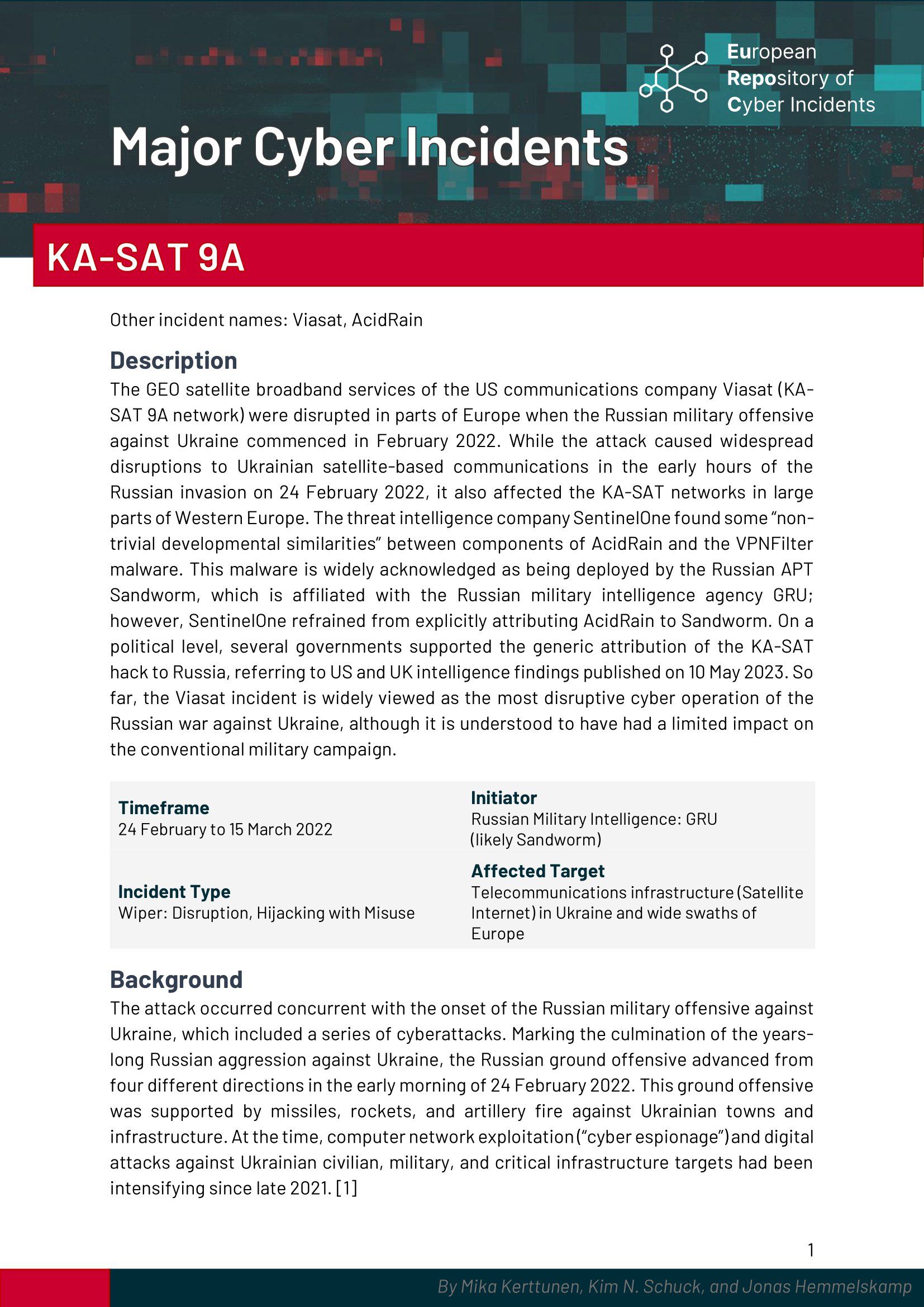 Major Cyber Incident: KA-SAT 9A