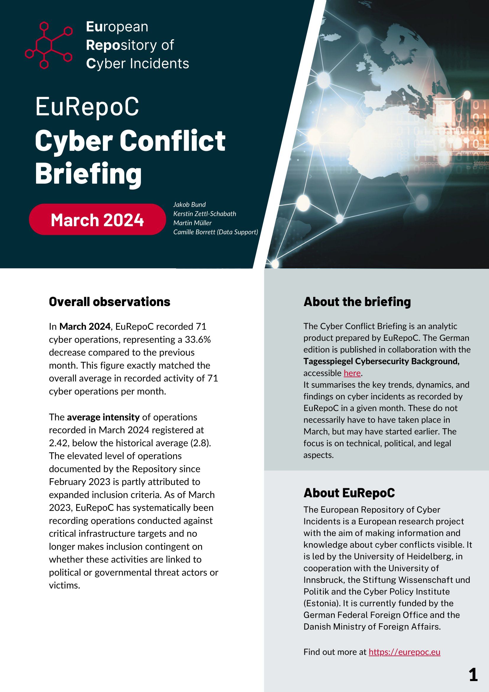 EuRepoC Cyber Conflict Briefing - March 2024