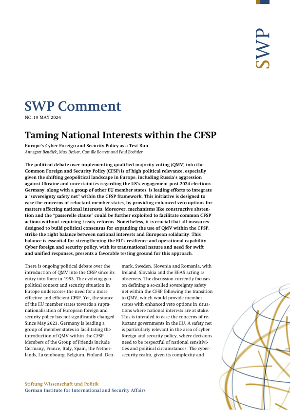 Taming National Interests within the CFSP: Europe’s Cyber Foreign and Security Policy as a Test Run