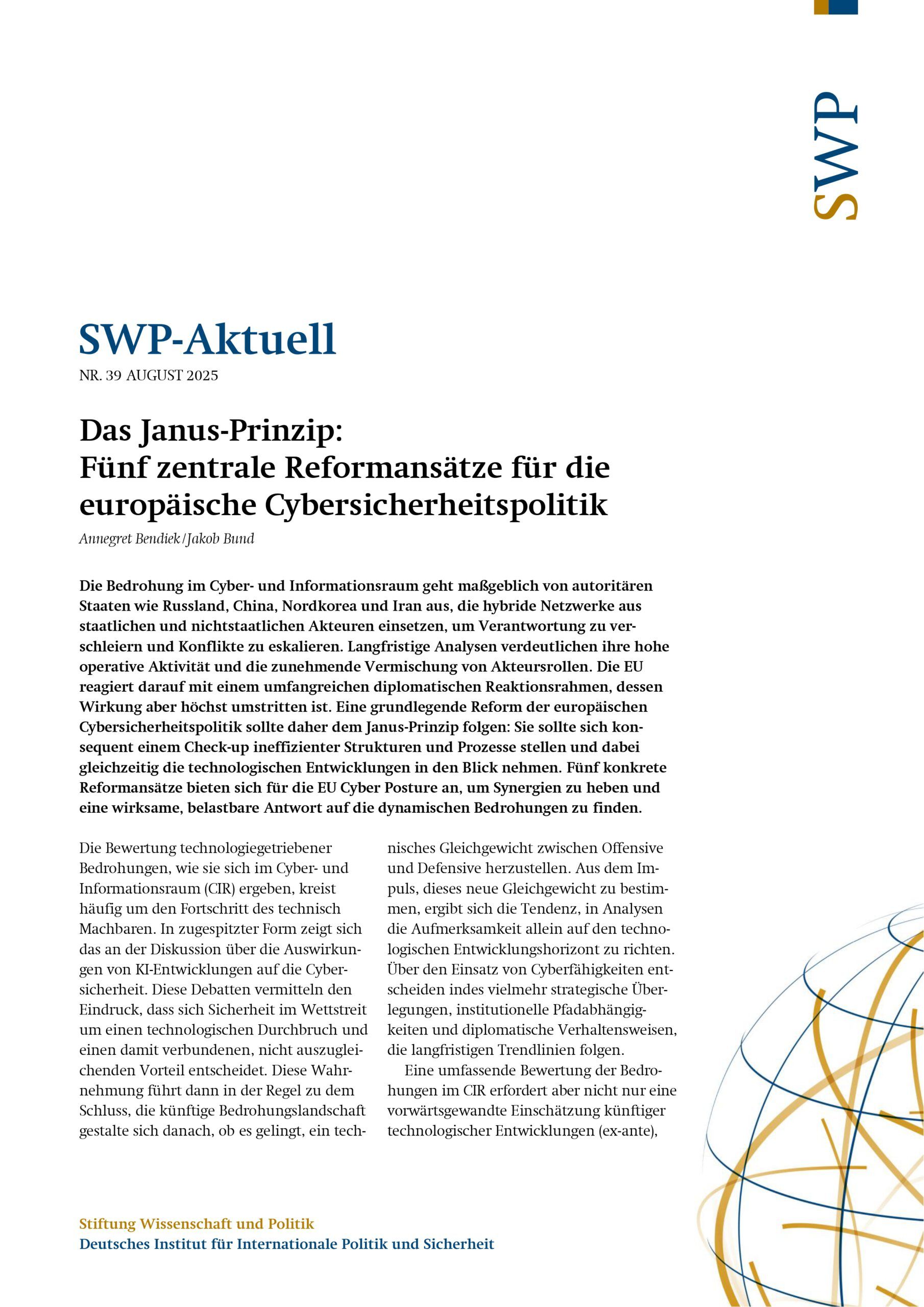 Das Janus-Prinzip: Fünf zentrale Reformansätze für die europäische Cybersicherheitspolitik