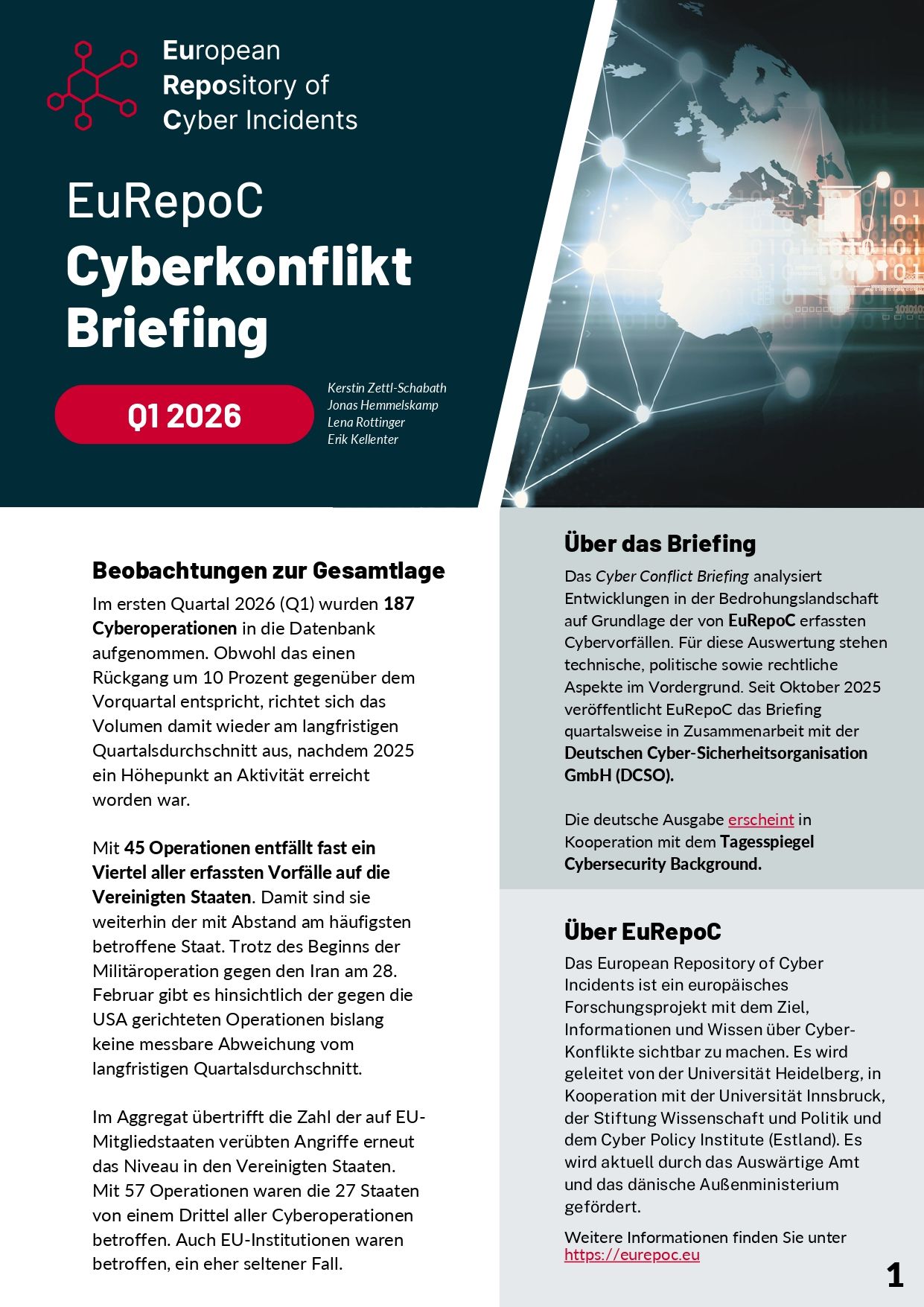 EuRepoC Cyberkonflikt-Briefing – Q1 2026
