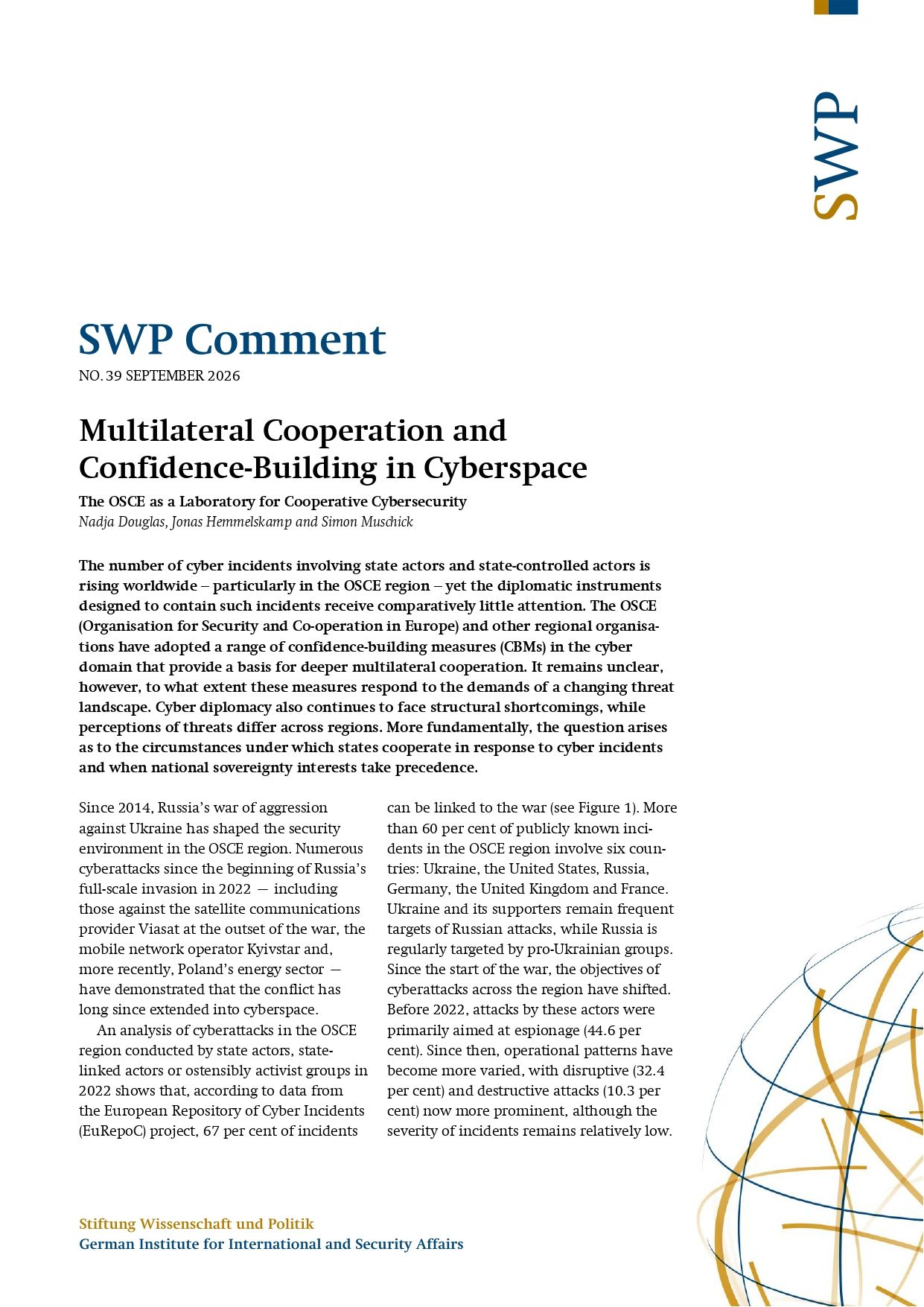 Multilateral Cooperation and Confidence-Building in Cyberspace